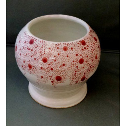 White with red dots vase