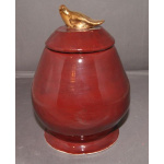 Burgundy and gold bird vase