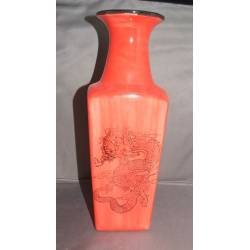 Large red dragon vase