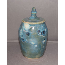 Blue crystal lidded jar