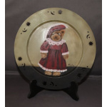 Teddy bear oil painting on tin