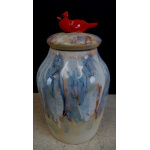Blue vase with cardinal lid