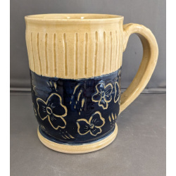 Blue carved mug